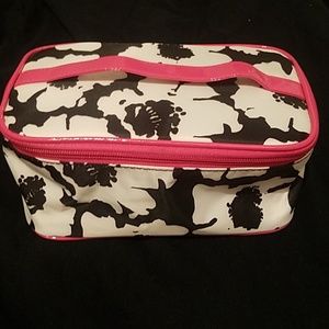 Pink/black/white makeup bag
